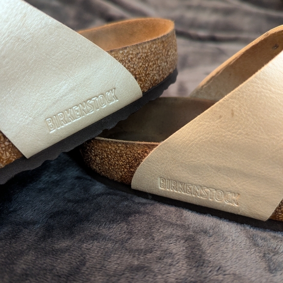 Birkenstock sz 38 (7-7.5) Women's Sydney Birko-Flor Graceful sandal Pearl White - Picture 3 of 6